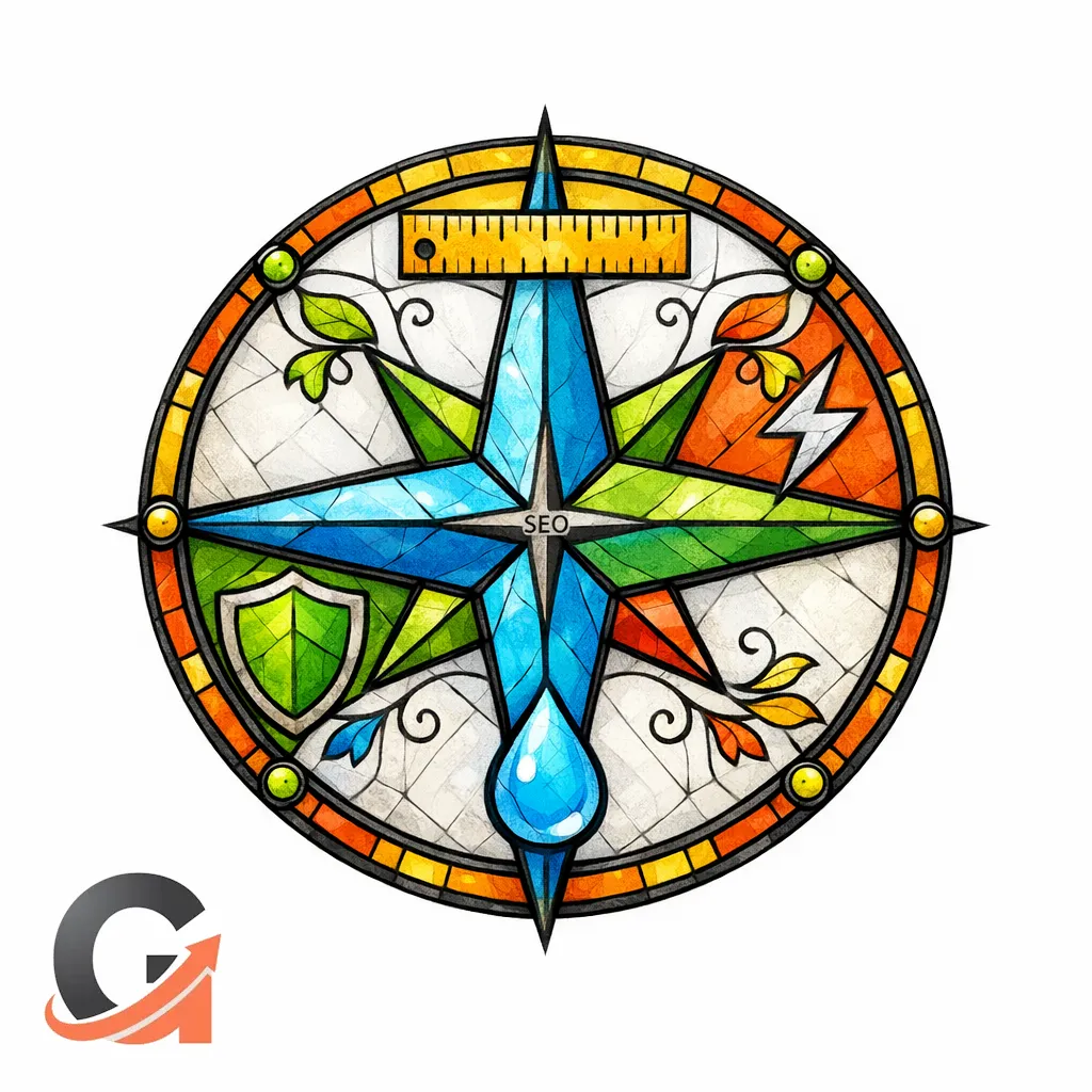 A compass made of decision icons points buyers toward the right choice instead of endless browsing.