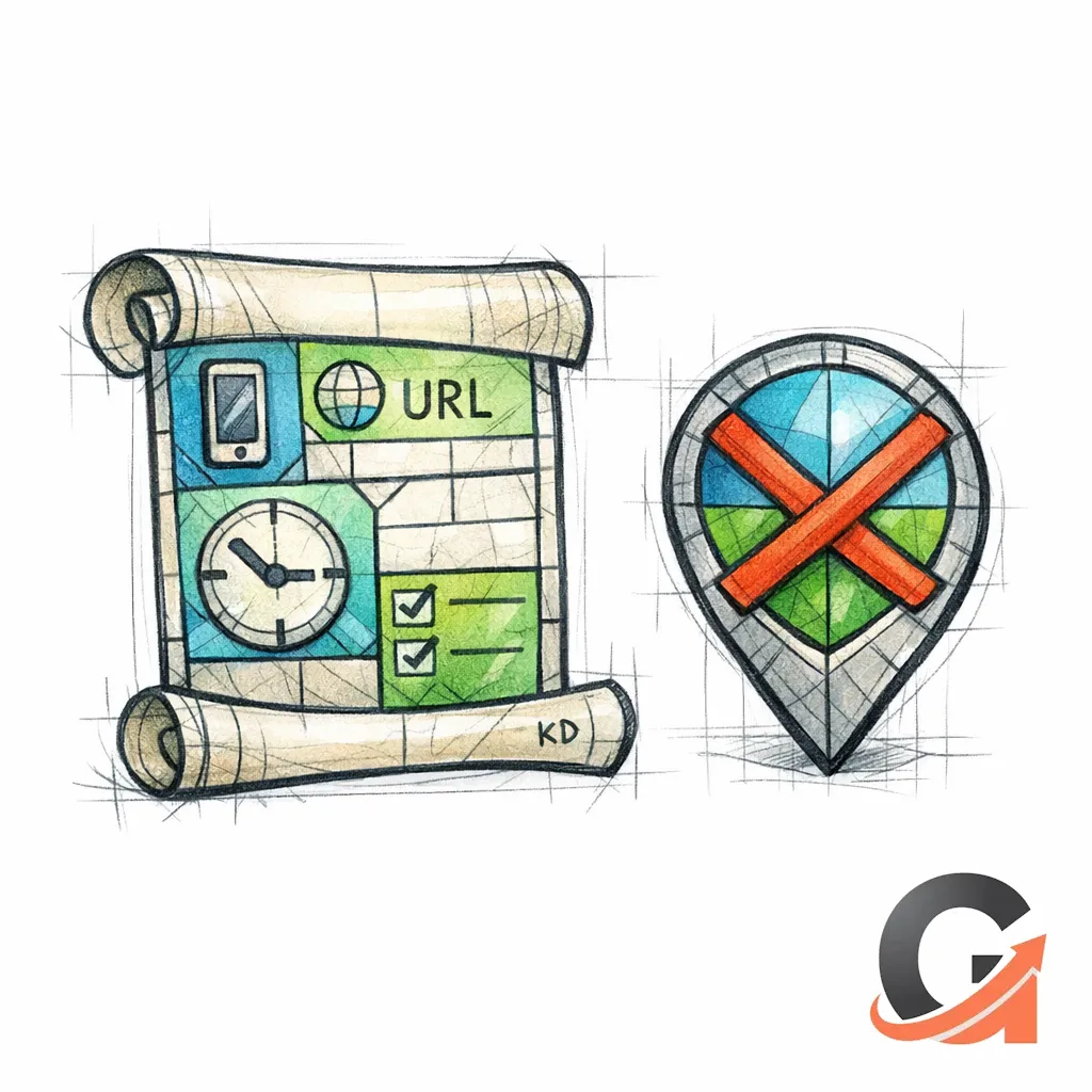 A stained-glass scroll contrasts accurate structured data with a crossed-out fake address marker.