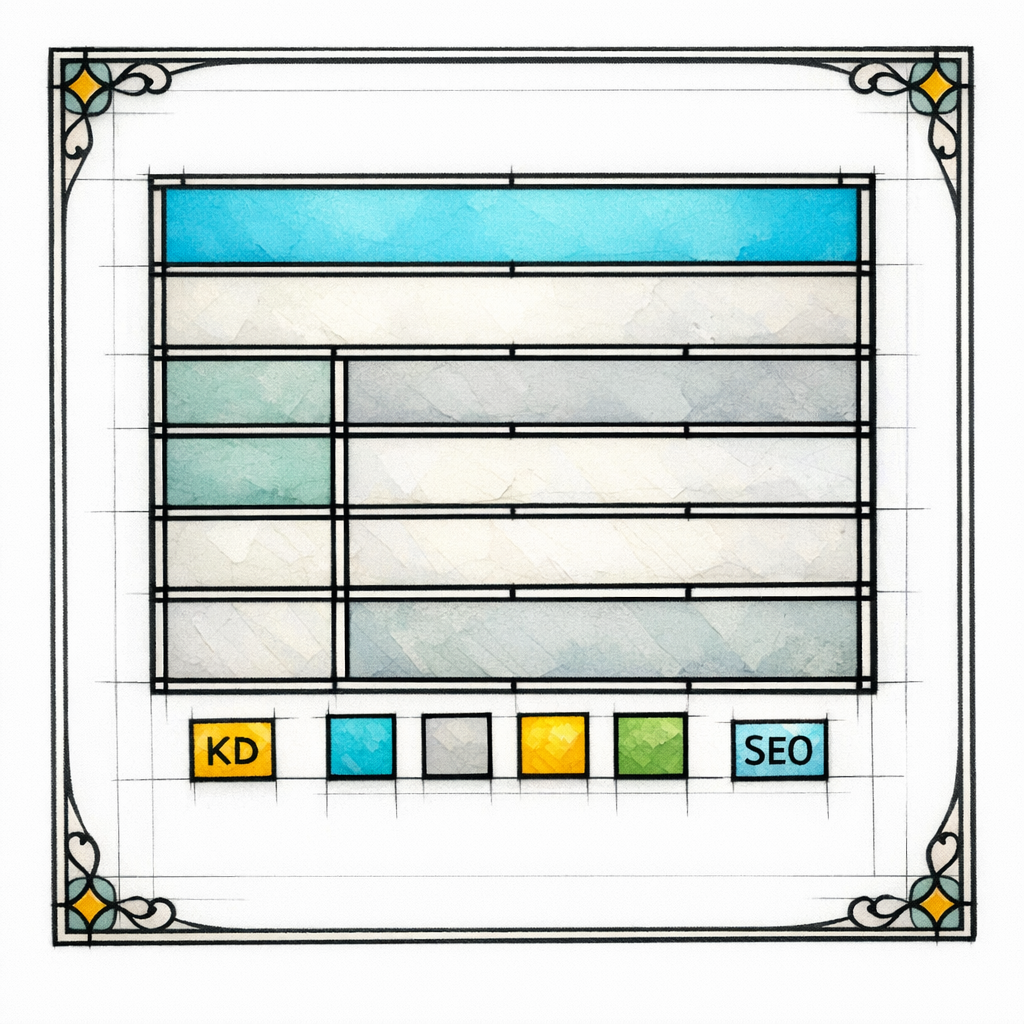 A stained glass typography specimen shows clear heading and body rhythm with minimal labeled style chips.