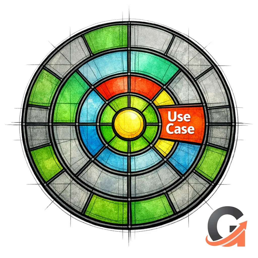 A stained-glass target highlights a single niche use case pane instead of claiming to be best for everyone.