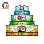 A three-tier stained-glass diagram shows Clarity, Context, and Entity as stacked layers.