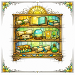 A stained-glass bookshelf of scrolls represents a reusable workflow library powering unique pages.