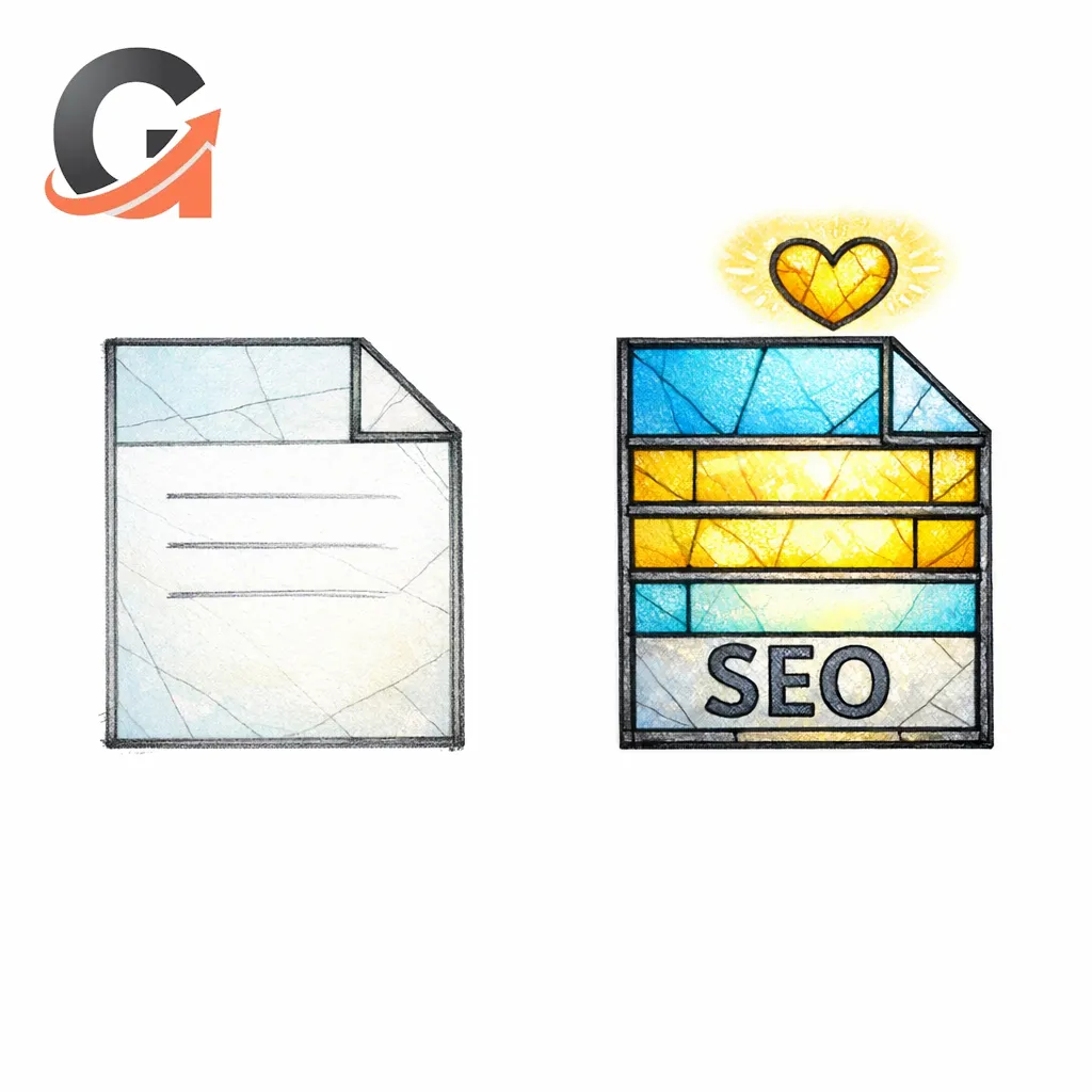 A thin stained-glass slip fades while a rich annotated page glows to represent people-first release notes.