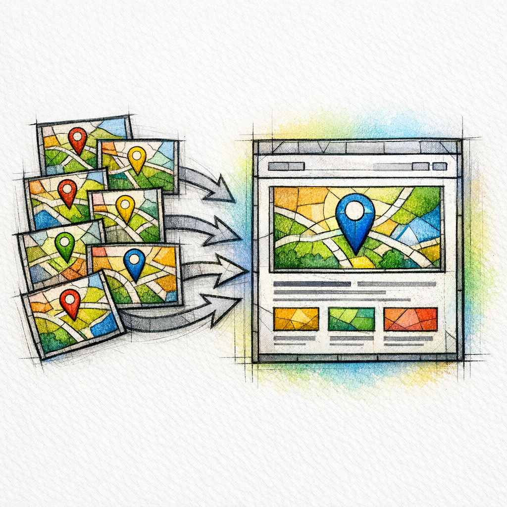 Several nearby location pages merge into one stronger regional stained-glass hub.